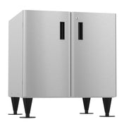 Stainless steel equipment stand with adjustable legs and locking doors for icemaker dispensers