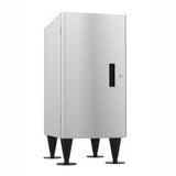 Stainless steel cabinet base on adjustable legs with locking door for equipment stand
