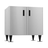 Stainless steel equipment stand with adjustable legs and locking doors for icemaker dispensers