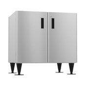 Stainless steel equipment stand with adjustable legs and locking doors for icemaker dispensers