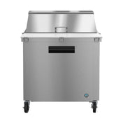 Stainless steel commercial refrigeration prep table on wheels for Steelheart Series Mega