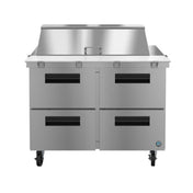 Stainless steel commercial refrigeration prep table on wheels from Hoshizaki Steelheart Series Mega