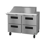Stainless steel commercial refrigerator with four drawers on wheels, Steelheart Series Mega