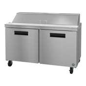Stainless steel commercial refrigerated prep table on wheels from Hoshizaki Steelheart Series