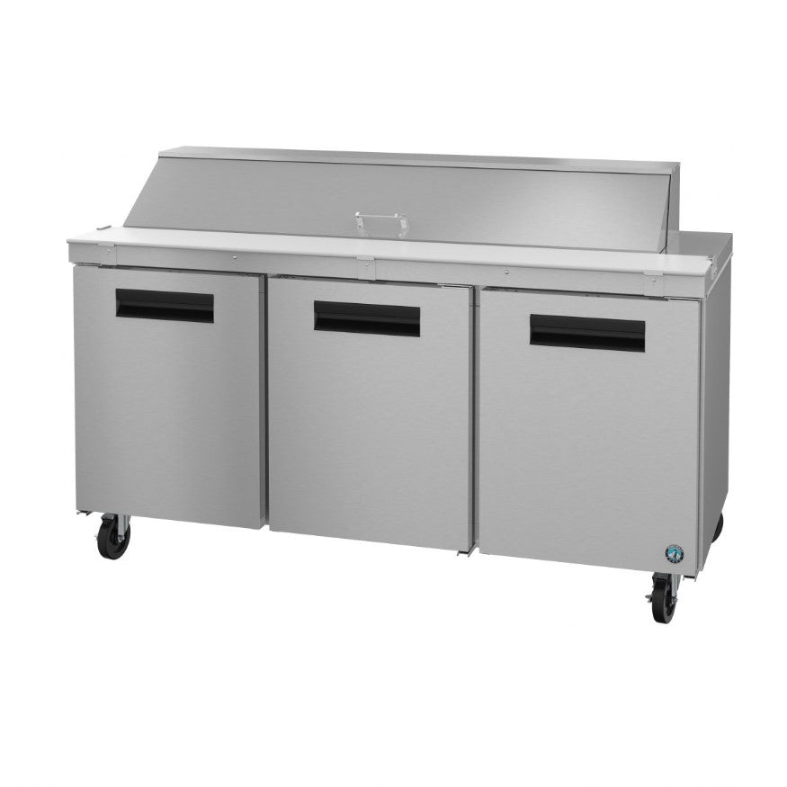 Stainless steel Hoshizaki SR72A-18 Steelheart Series sandwich prep table on wheels