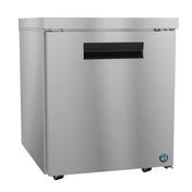 Stainless steel Hoshizaki UF27A Steelheart Series Undercounter Freezer with black vent