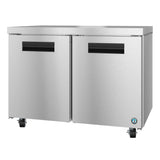 Stainless steel Hoshizaki UF48A Steelheart Series Undercounter Freezer on wheels