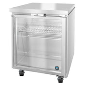 Stainless steel Steelheart Series Undercounter Refrigerator with glass door and wheels