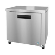 Stainless steel Hoshizaki UR36B Steelheart Series Undercounter Refrigerator on wheels