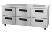 Stainless steel commercial undercounter refrigerator from Steelheart Series with six drawers