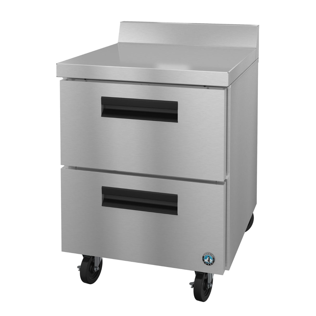 Stainless steel commercial kitchen worktop with drawers on wheels from Hoshizaki Steelheart Series