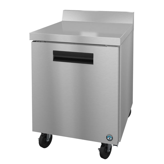 Stainless steel commercial worktop refrigerator on wheels from Hoshizaki WF27B Steelheart Series