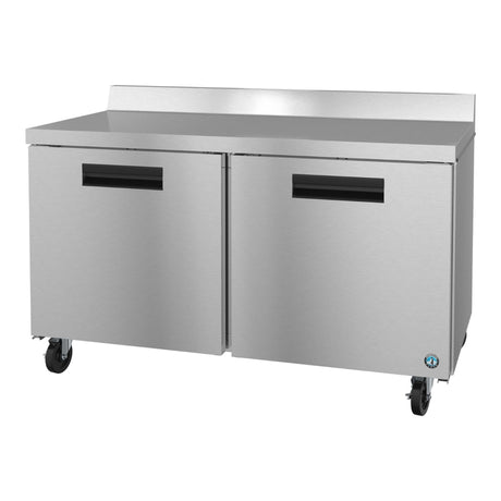 Stainless steel Hoshizaki WF60B Steelheart Series Worktop Freezer with wheels and two doors