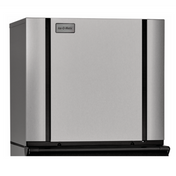 Stainless steel Ice-O-Matic CIM1137FW cube ice maker with black trim accents