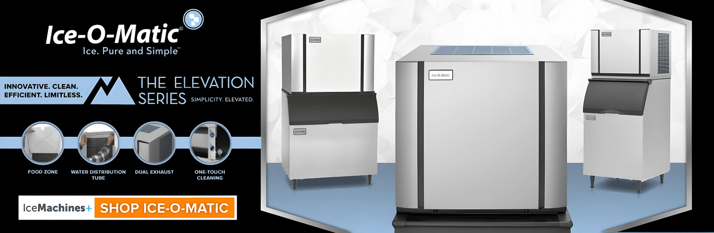 Ice-O-Matic Elevation Series commercial ice machines with advanced features like food zone, water distribution tube, dual exhaust, and one-touch cleaning. Innovative, clean, efficient, and limitless ice production. Ice Pure and Simple