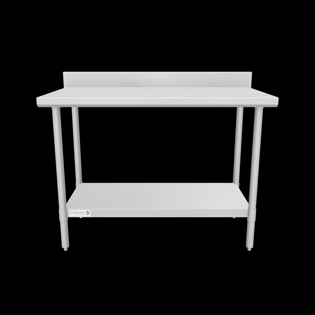 Empura Stainless SWT4B2448 Work Table 48"W X 24"D X 35"H Super Duty 4 Inch Backsplash