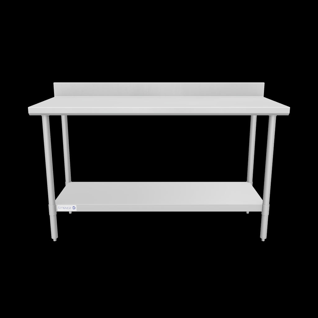 Empura Stainless SWT4B2460 Work Table 60"W X 24"D X 35"H Super Duty 4 Inch Backsplash