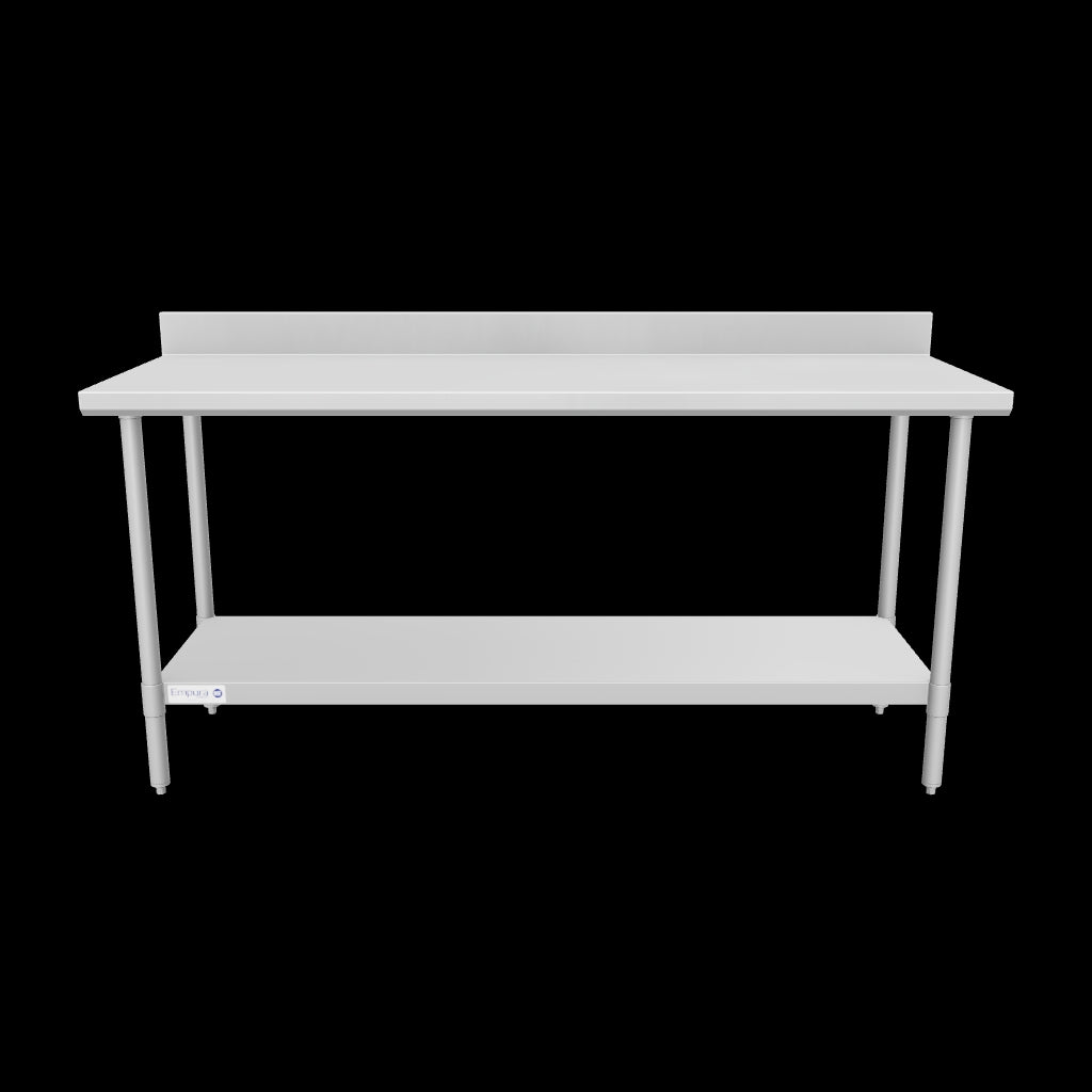 Empura Stainless SWT4B2472 Work Table 72"W X 24"D X 35"H Super Duty 4 Inch Backsplash