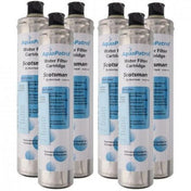 Six Aqua Patrol water filter replacement cartridges featuring blue and white labeling