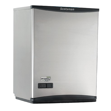 Stainless steel Scotsman Prodigy ice maker with black trim requires ECC series condensing unit