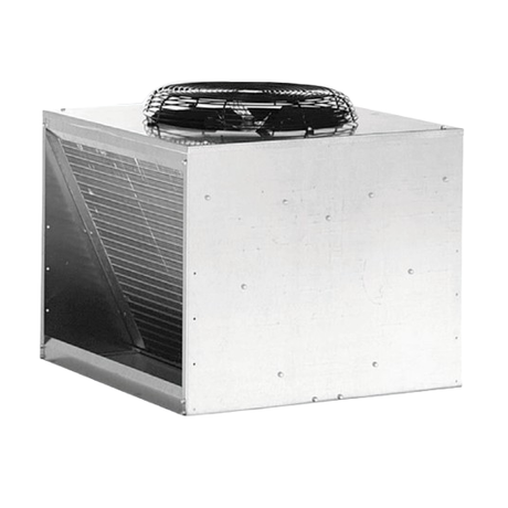 Air conditioning condenser unit with top-mounted fan for Scotsman ERC111-1 outdoor installation