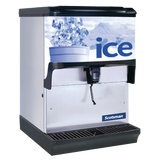 Commercial Scotsman Ice Dispenser with black and silver finish, counter model 150 lb storage capacity