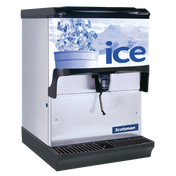 Commercial Scotsman Ice Dispenser with black and silver finish, counter model 150 lb storage capacity