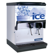 Scotsman Ice Dispenser Counter Model features a black base and silver-white body