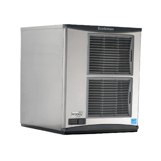 Scotsman commercial ice maker with stainless steel and vented front, nugget style ice