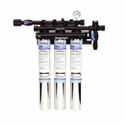 Triple-cartridge water filtration system with pressure gauge for Scotsman SSMRC6 replacement cartridge