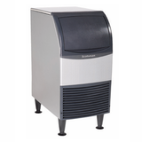 Commercial Scotsman UN1215A-1 Undercounter Ice Maker with a curved black top and vented silver body