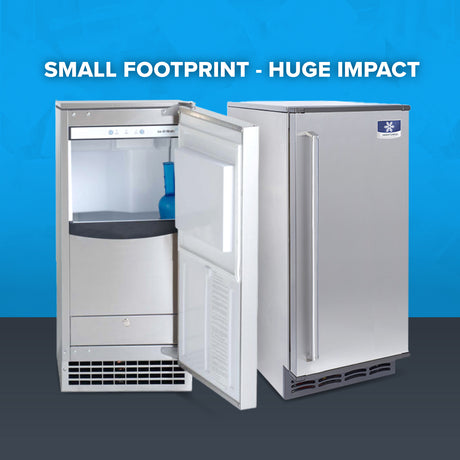 Compact undercounter ice machine offering a small footprint with a huge impact for efficient ice production