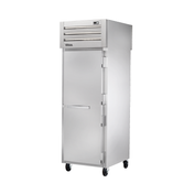Stainless steel commercial refrigerator on wheels for the True Refrigeration STA1HPT-1S-1S heated cabinet