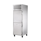 Stainless steel True Refrigeration STA1R-2HS-HC Spec Series Refrigerator on wheels with split doors