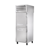 Stainless steel True Refrigeration STA1RPT-2HS-1G-HC pass-thru refrigerator with wheels