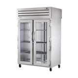 Commercial stainless steel True Refrigeration STA2RPT-2G-2S-HC Spec Series Refrigerator with glass doors