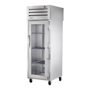 Commercial stainless steel heated cabinet with glass door and adjustable shelves, True STG1HPT-1G-1S
