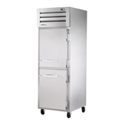Stainless steel True Refrigeration STG1R-2HS-HC refrigerator with two solid doors on wheels