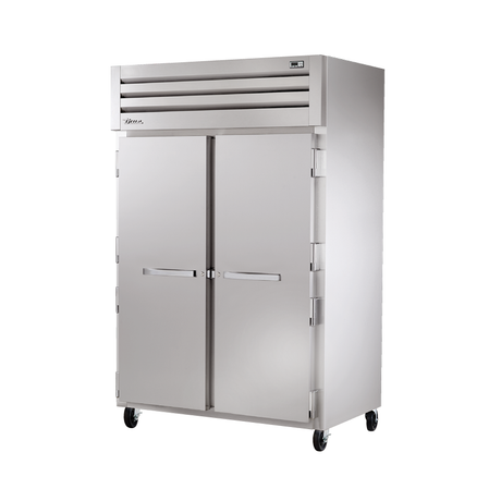 Stainless steel heated cabinet True Refrigeration STG2H-2S with two solid doors on wheels