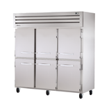 Stainless steel True Refrigeration STG3R-6HS SPEC SERIES® Refrigerator on wheels with six doors