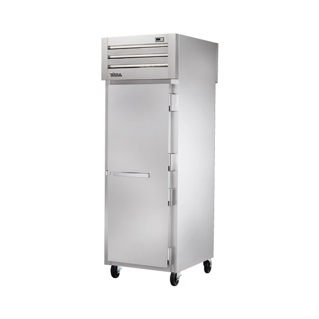 Stainless steel commercial refrigerator on wheels, True Refrigeration STR1FPT-1S-1S Spec Series Freezer