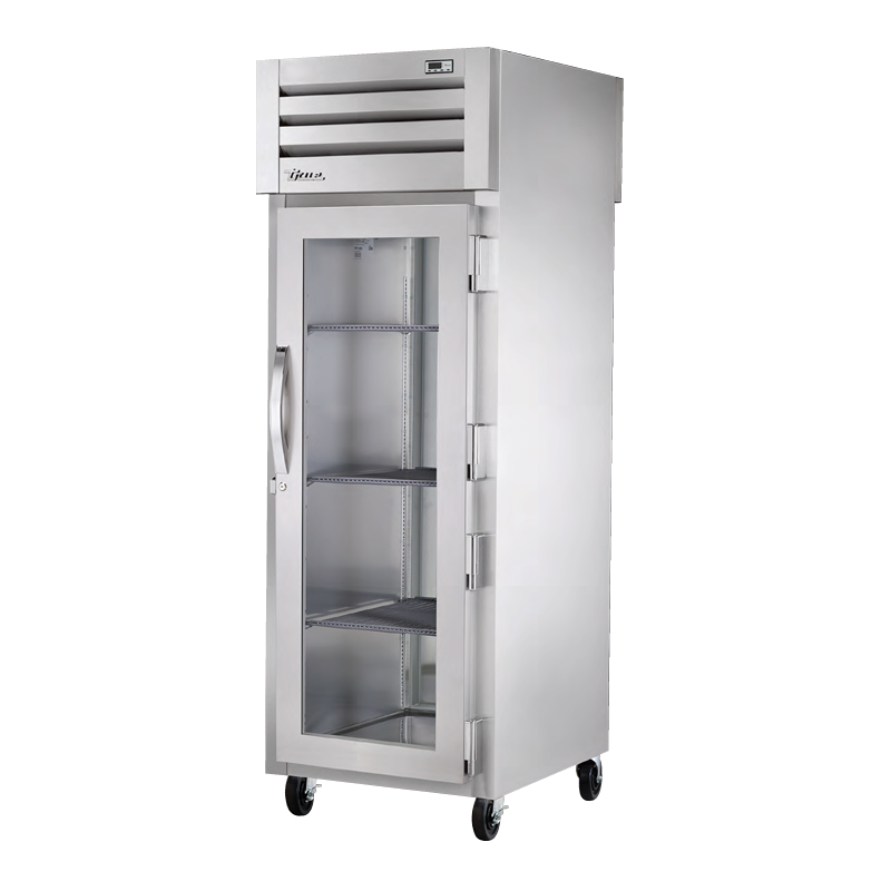 Stainless steel commercial refrigerator with glass door in True Refrigeration STR1RPT-1G-1S-HC