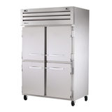 Stainless steel True Refrigeration STR2DT-4HS Refrigerator Freezer on wheels with four doors
