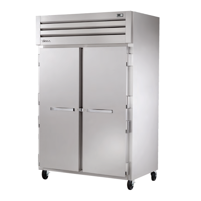 Stainless steel True Refrigeration STR2R-2S-HC SPEC SERIES® refrigerator on wheels