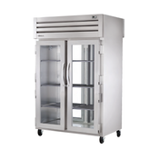 Commercial Stainless Steel Refrigerator STR2RPT-2G-2G-HC with Glass Doors and Adjustable Shelving