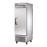Stainless steel True Refrigeration T-23PT-HC Pass-thru Commercial Refrigerator on wheels