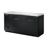 Black True Refrigeration TBB-3-HC Bar Cooler with Stainless Steel Top and Solid Doors