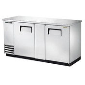 Stainless steel True Refrigeration TBB-3-S-HC back bar cooler with two solid doors