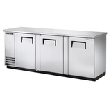 Stainless steel True Refrigeration TBB-4-S-HC bar cooler with three-section doors