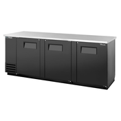 Black True Refrigeration TBB-4PT bar cooler with three solid stainless steel doors
